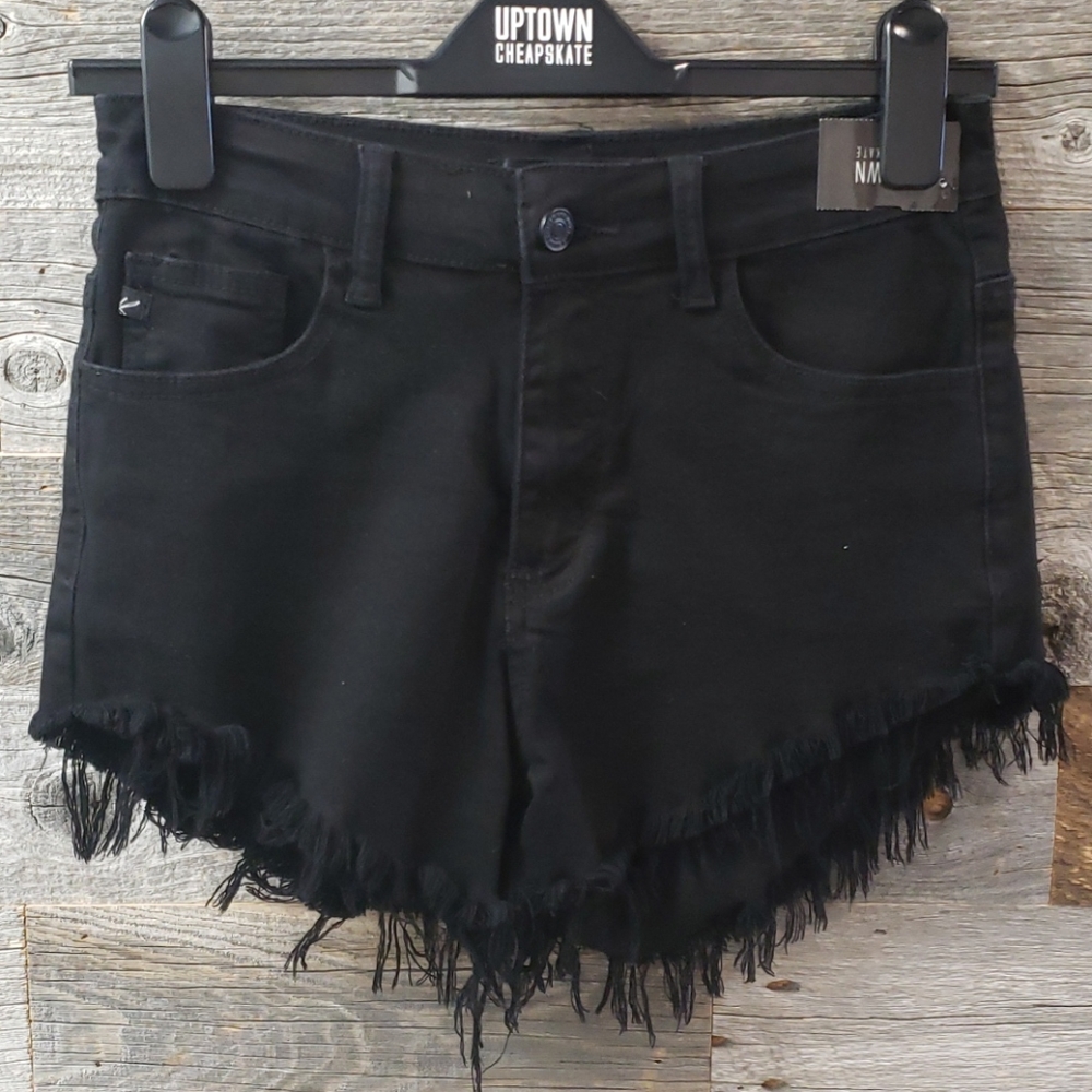 KanCan black distressed denim shorts
